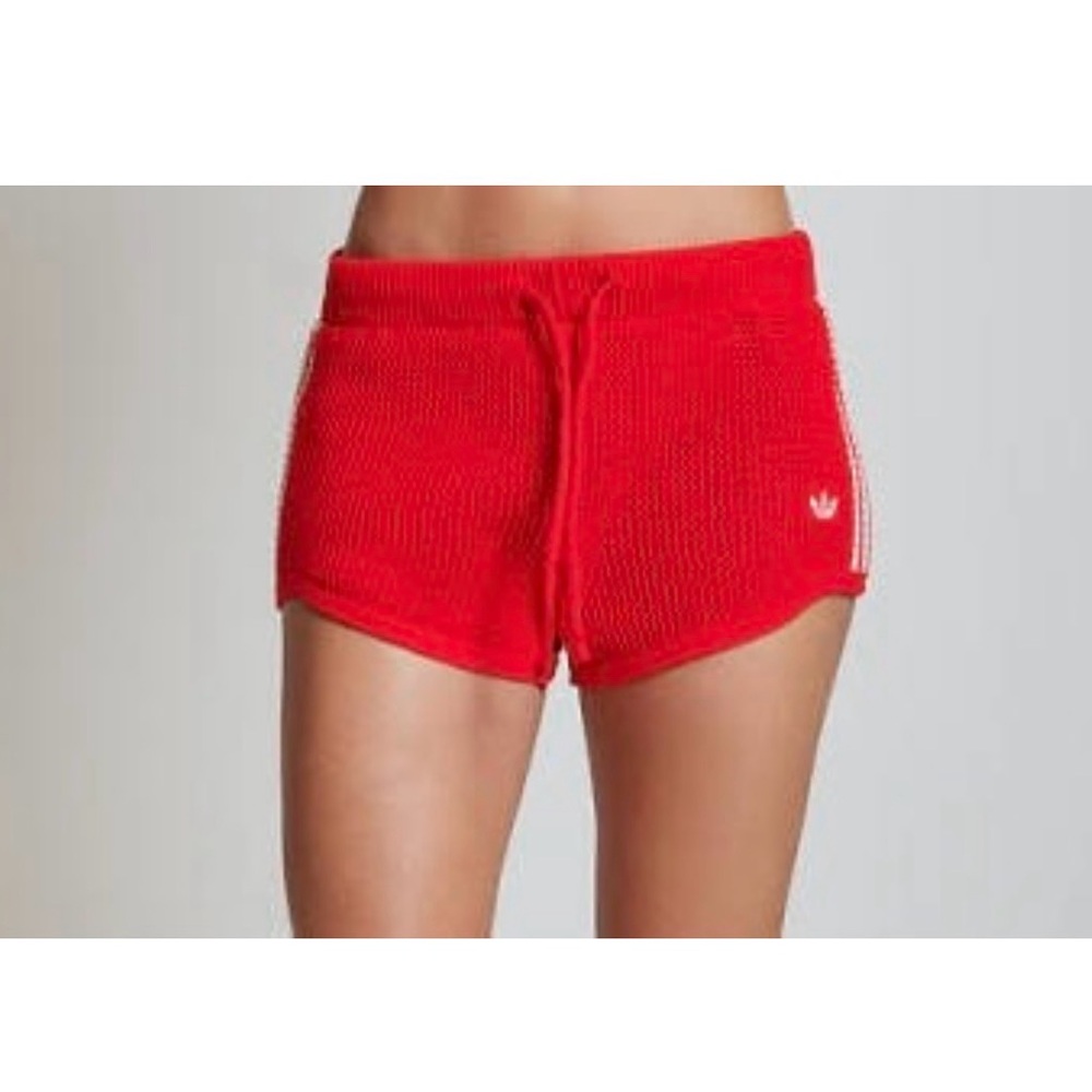 Adidas Originals Premium Crochet Sprinter Shorts JD1079 – Red Women’s NWT